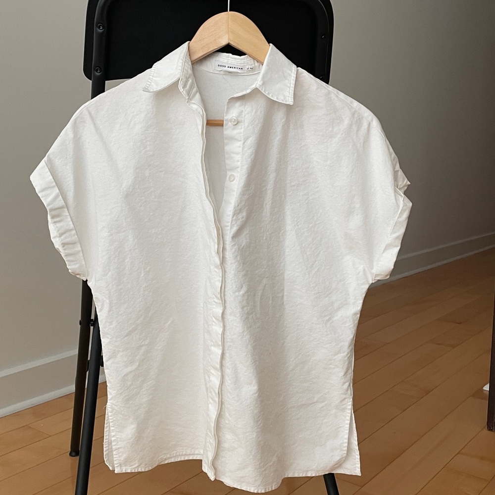Good American Oversized Button Down Collared Shirt